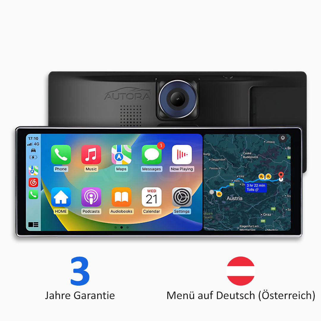 Universelles Auto-Multimedia-System mit Apple CarPlay, Android Auto und Videoaufzeichnung (Modell 2026)